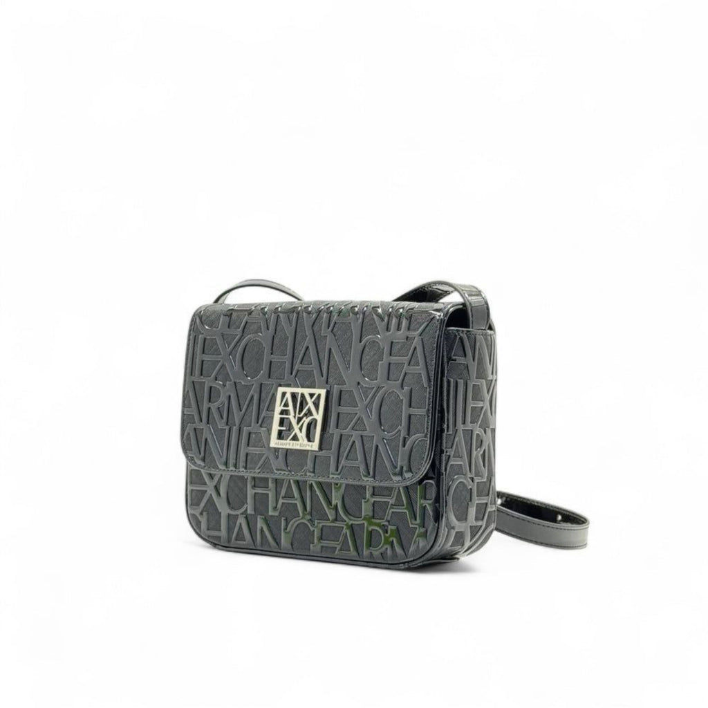 Armani Exchange black embossed logo crossbody bag - AX designer handbag
