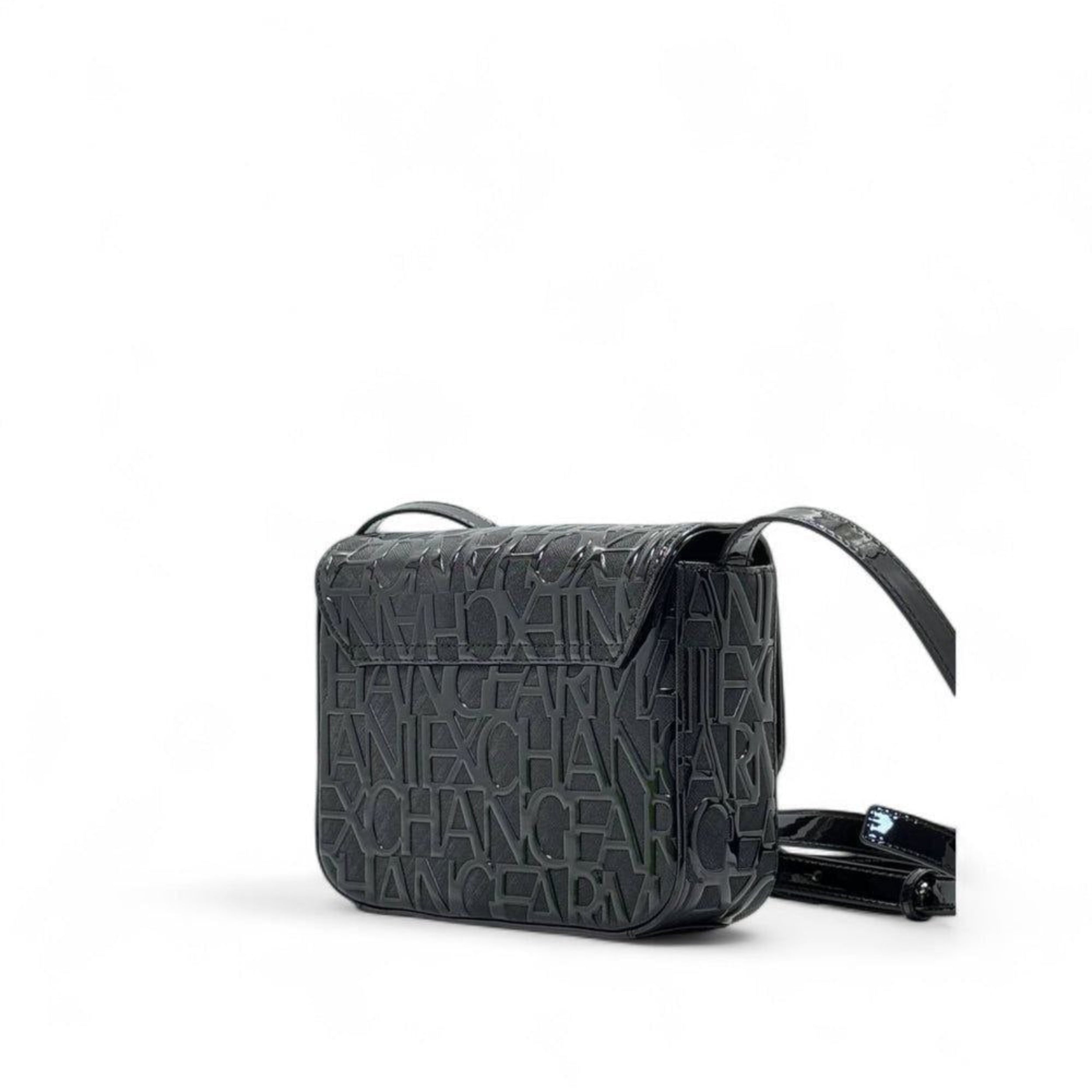 Armani Exchange black embossed logo crossbody bag - AX designer handbag
