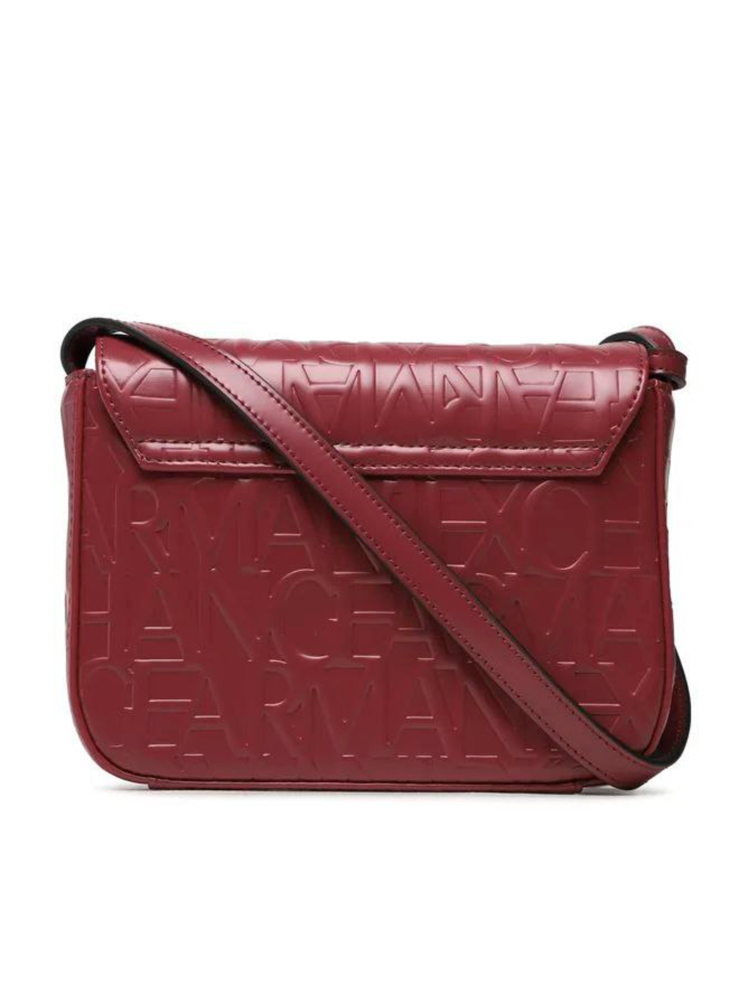Armani Exchange burgundy embossed logo crossbody bag - AX designer handbag
