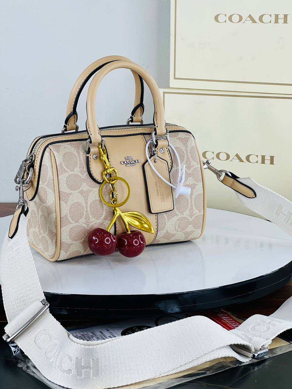 Coach Tote Bag With Cherry Charm