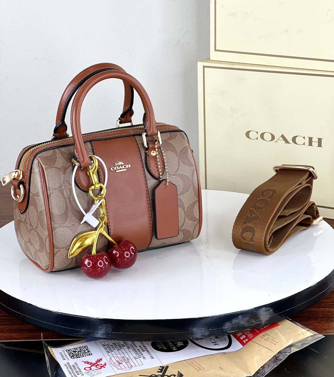 Coach Tote Bag With Cherry Charm