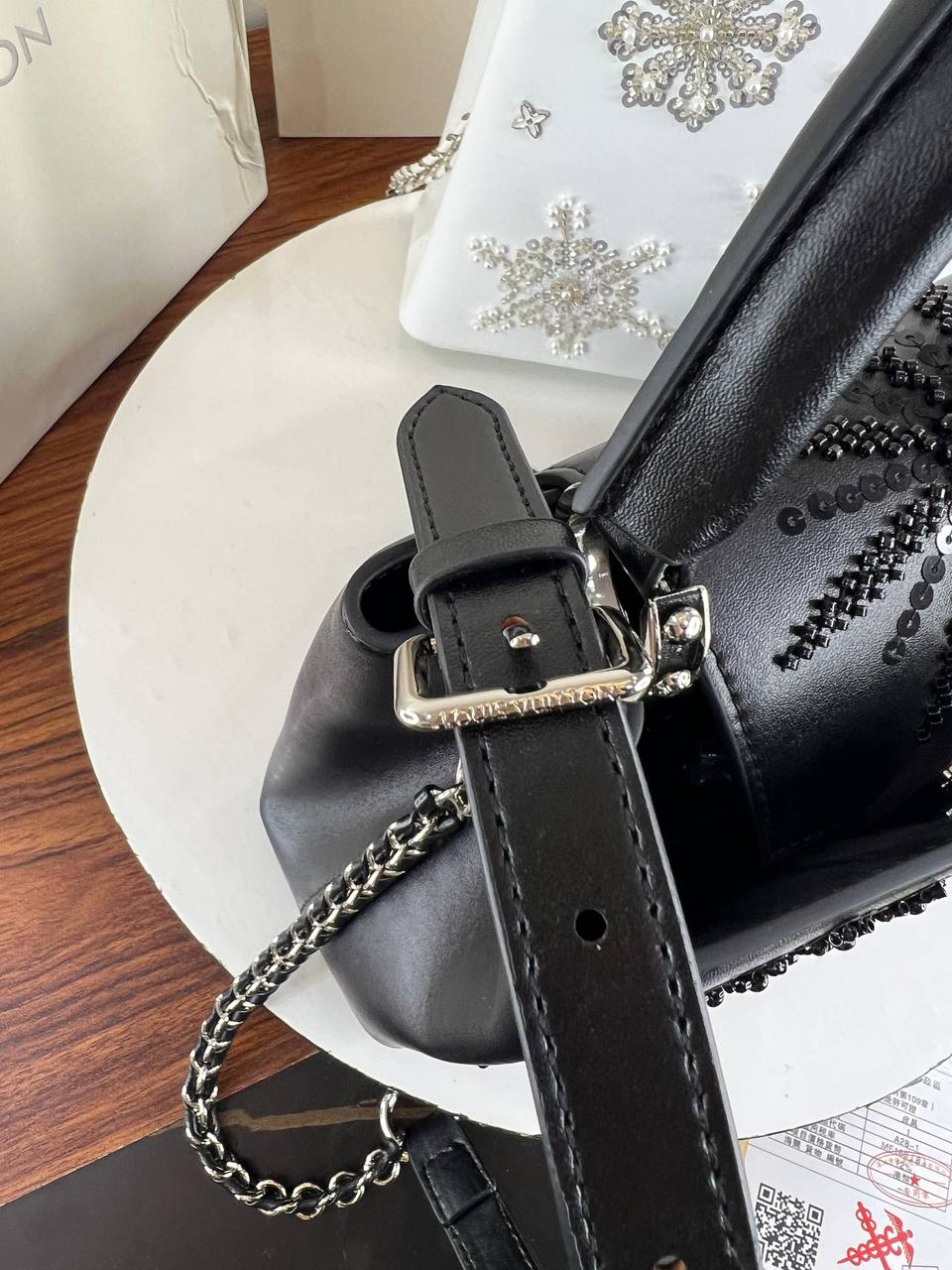 Louis Vuitton Black Leather Studded Handbag