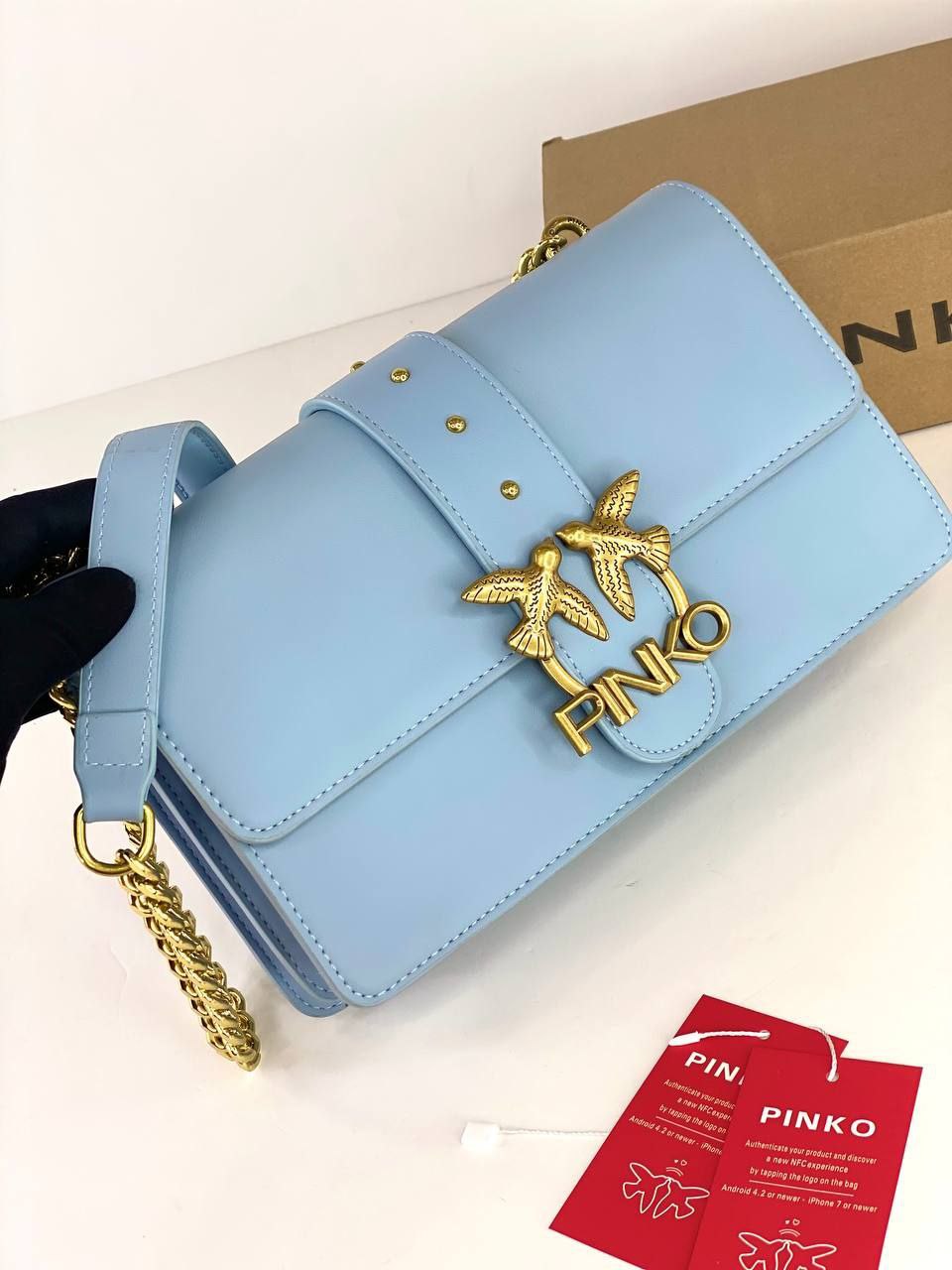 Pinko Love Birds Black Studded Shoulder Bag