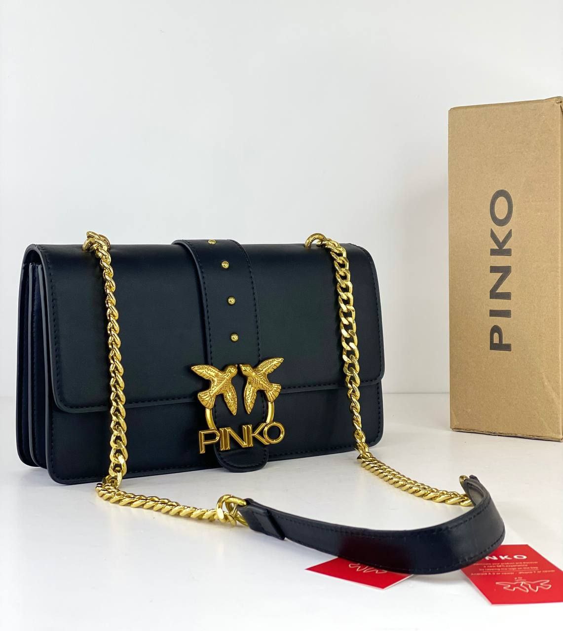 Pinko Love Birds Black Studded Shoulder Bag