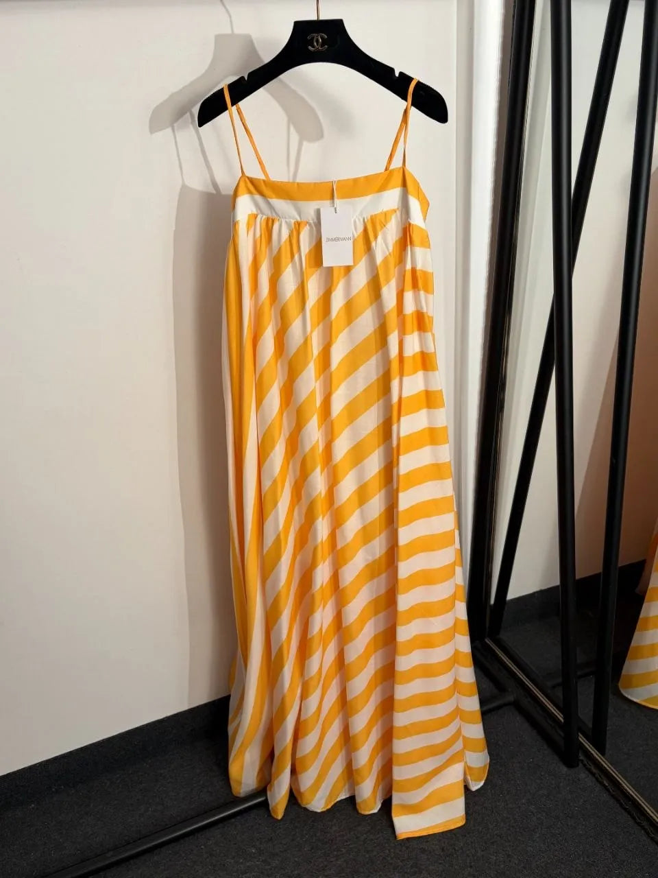 Zimmermann Diagonal Stripe Spaghetti Strap Maxi Dress