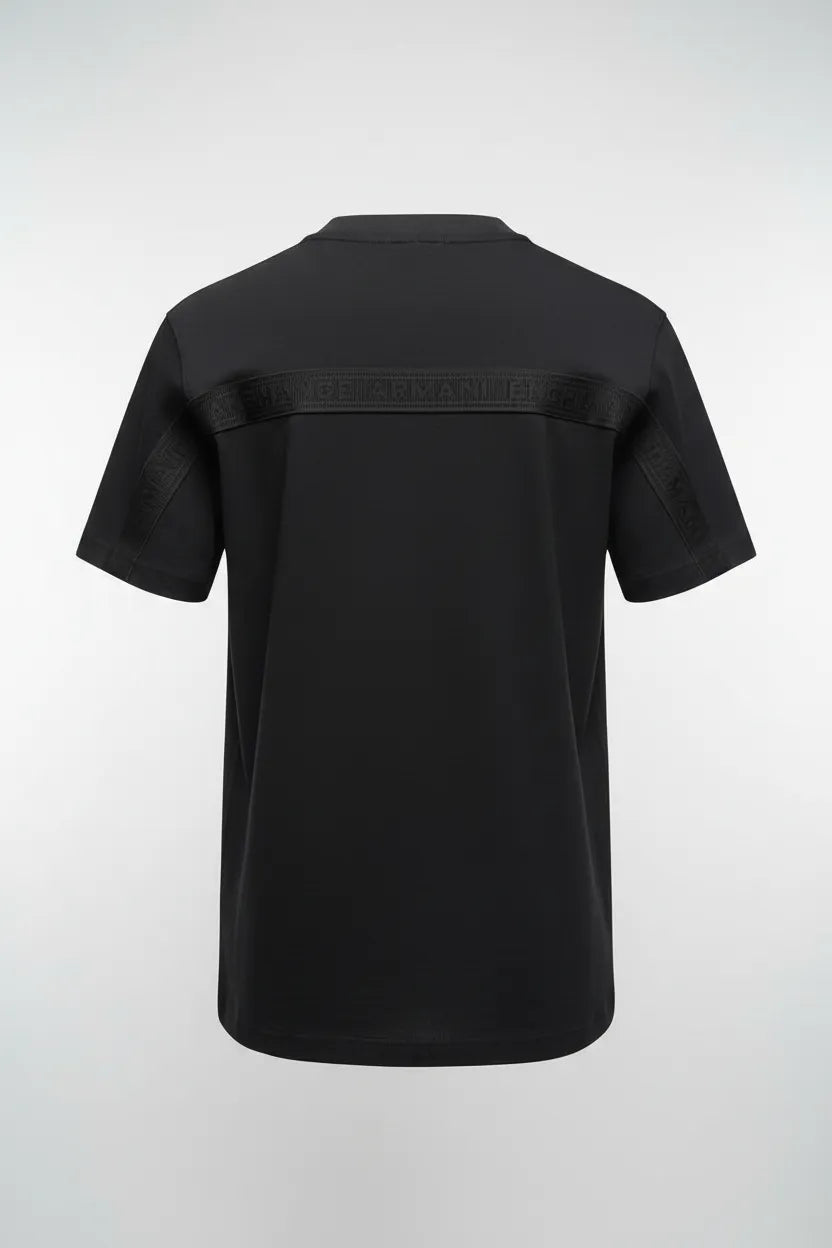 Black t-shirt on a white background