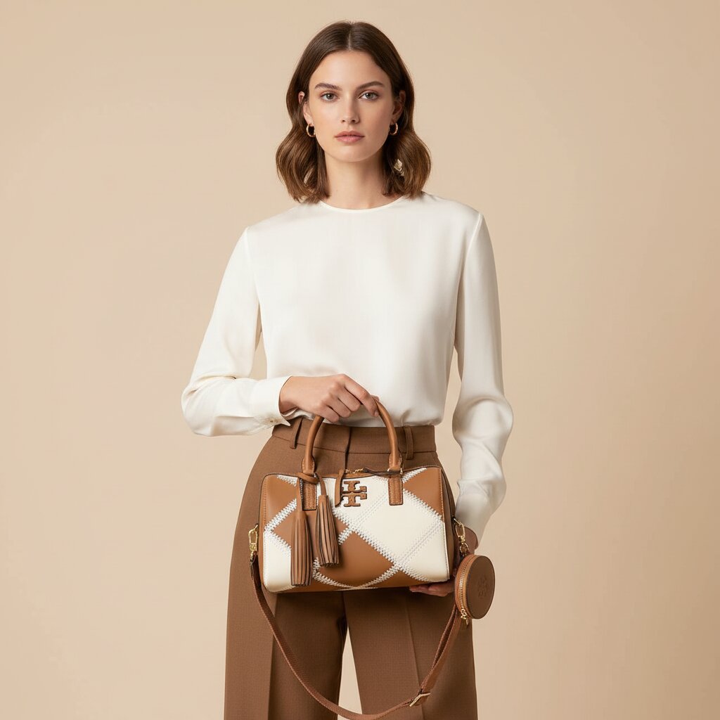 Tory Burch Two-Tone Leather Bowling Bag Set