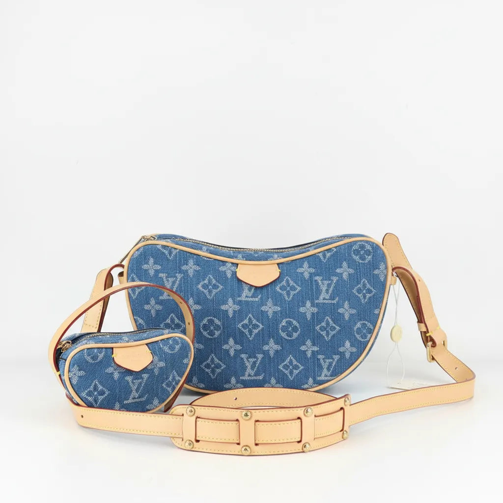 Luxury Monogram Hobo Shoulder Bag Set with Matching Pouch