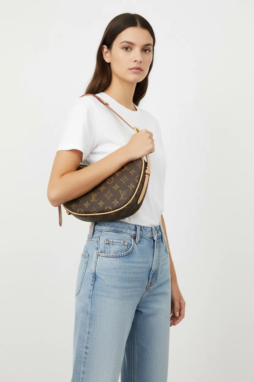 Luxury Monogram Hobo Shoulder Bag Set with Matching Pouch
