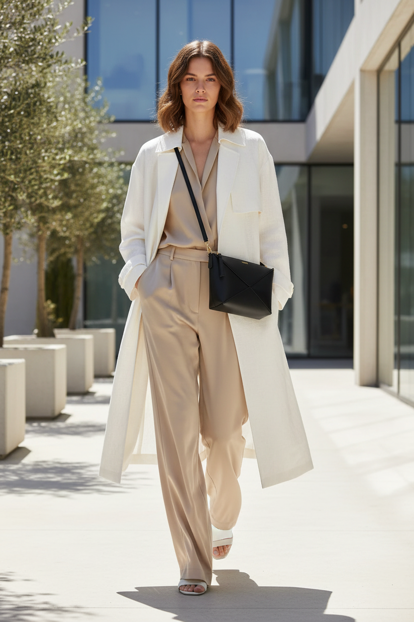 موديل ترتدي شنطة Loewe السوداء