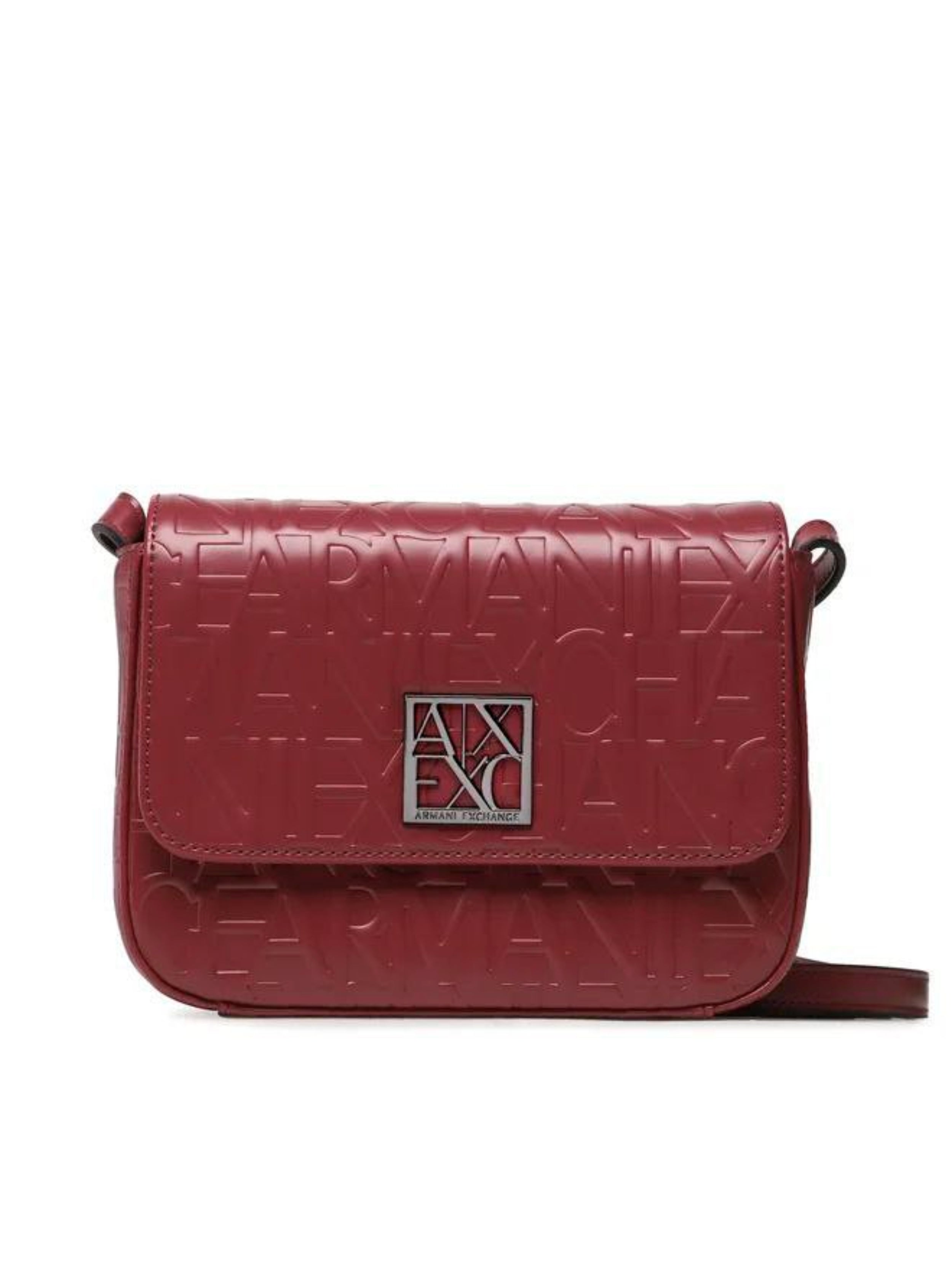 Armani Exchange burgundy embossed logo crossbody bag - AX designer handbag
