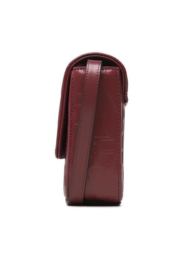 Maroon leather crossbody bag on a white background