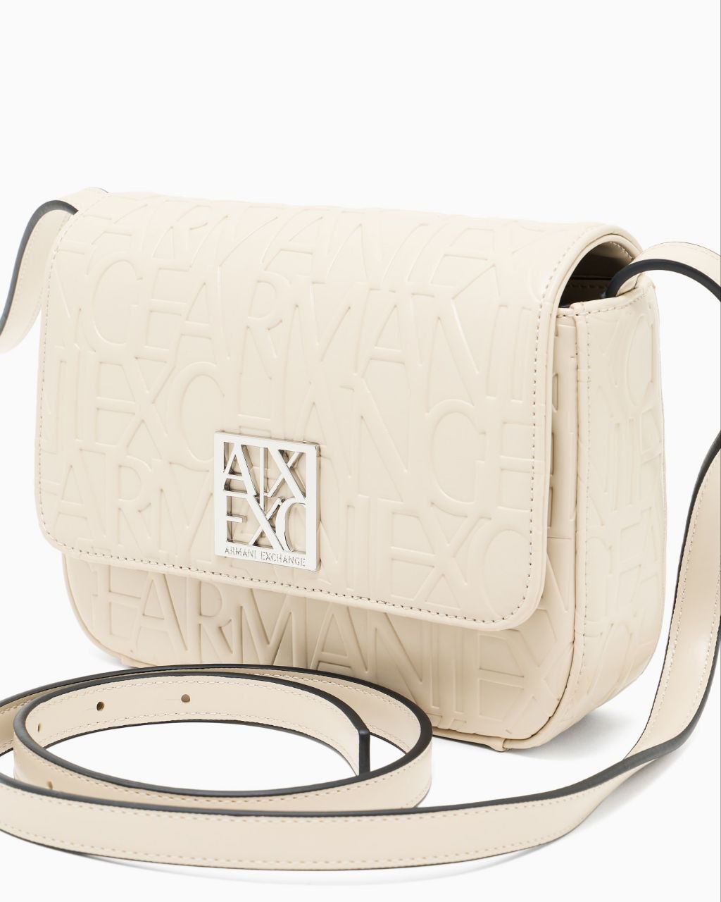 Armani Exchange white embossed logo crossbody bag - AX designer handbag

