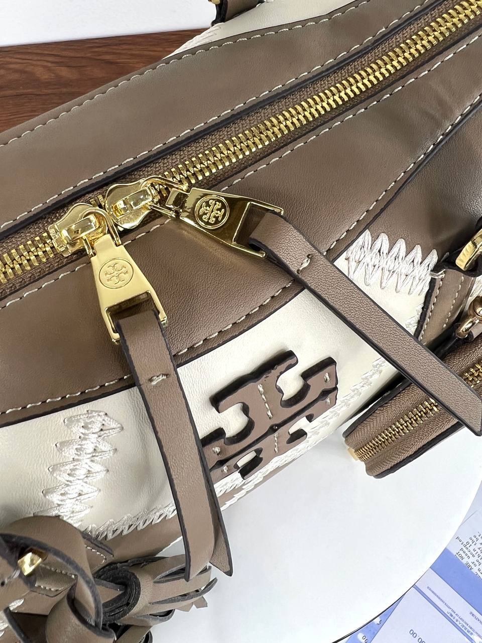 Tory Burch Two-Tone Leather Bowling Bag Set