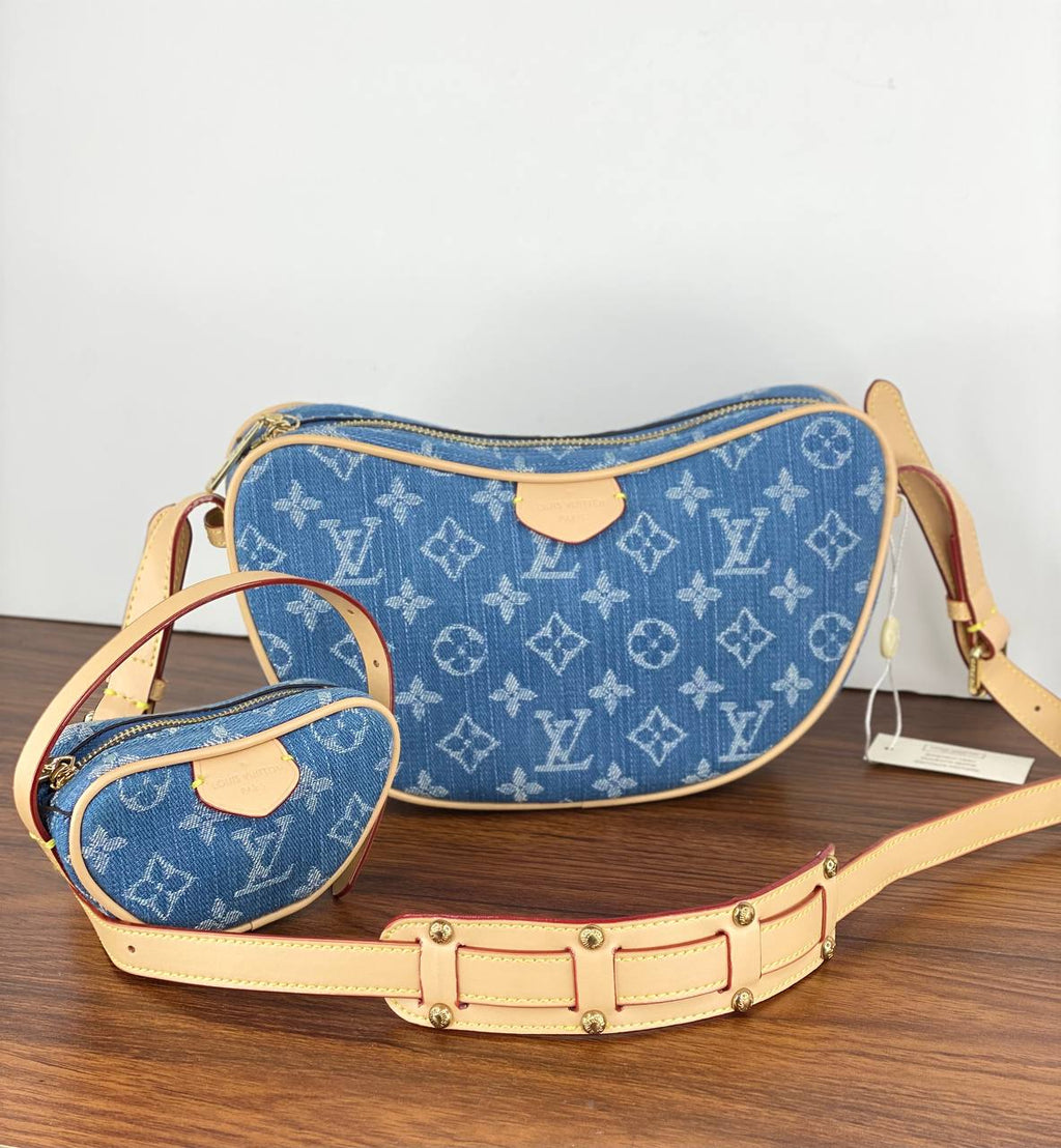 Luxury Monogram Hobo Shoulder Bag Set with Matching Pouch
