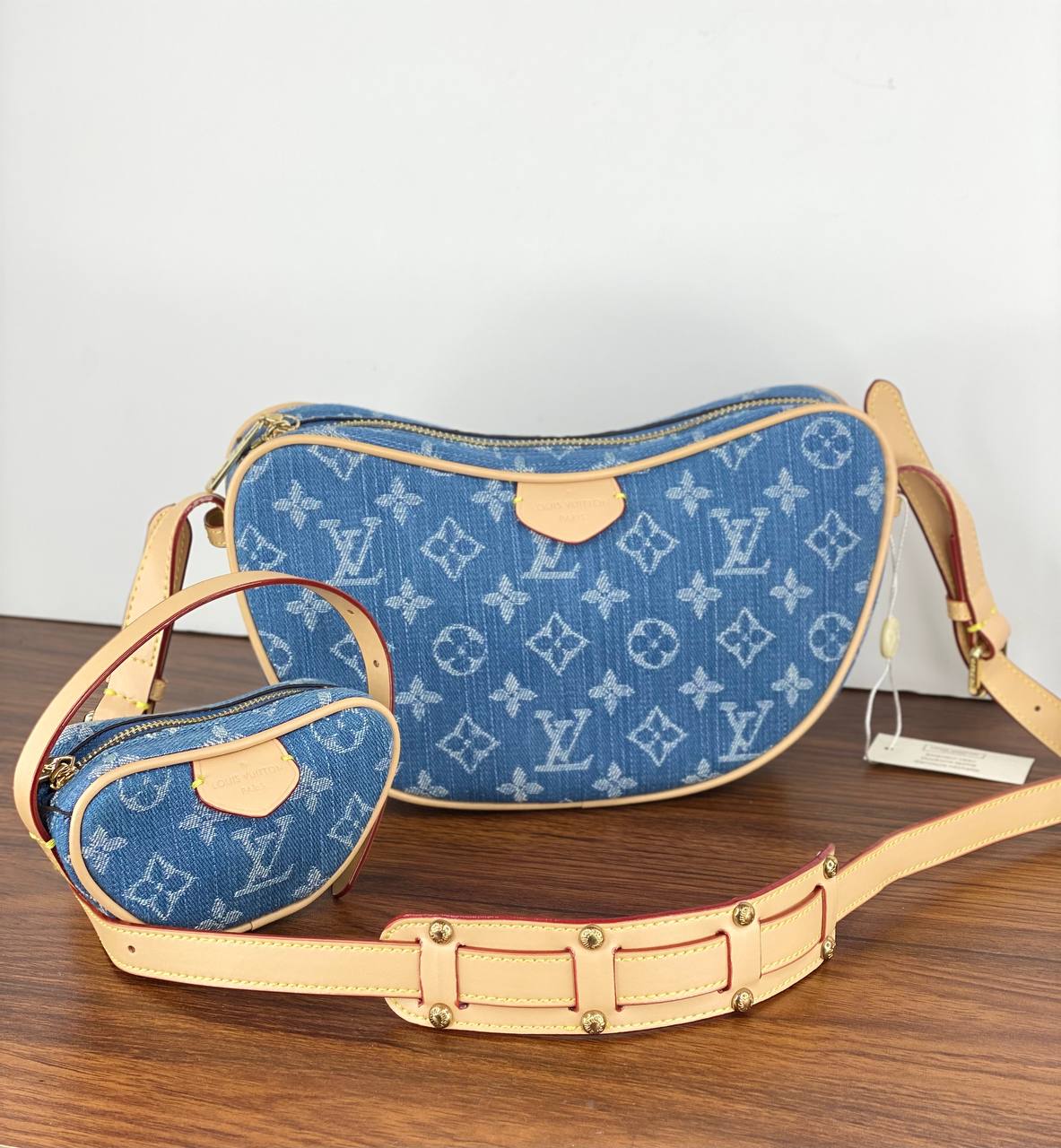 Luxury Monogram Hobo Shoulder Bag Set with Matching Pouch