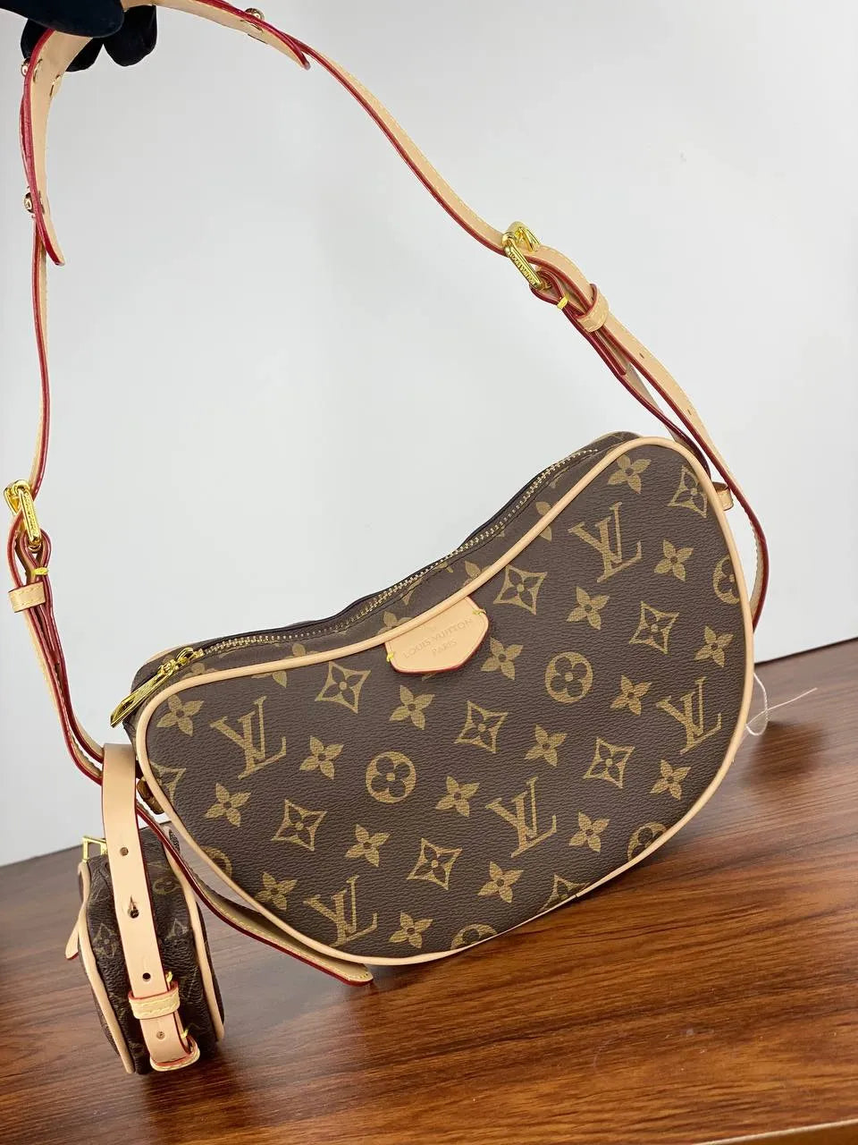 Luxury Monogram Hobo Shoulder Bag Set with Matching Pouch