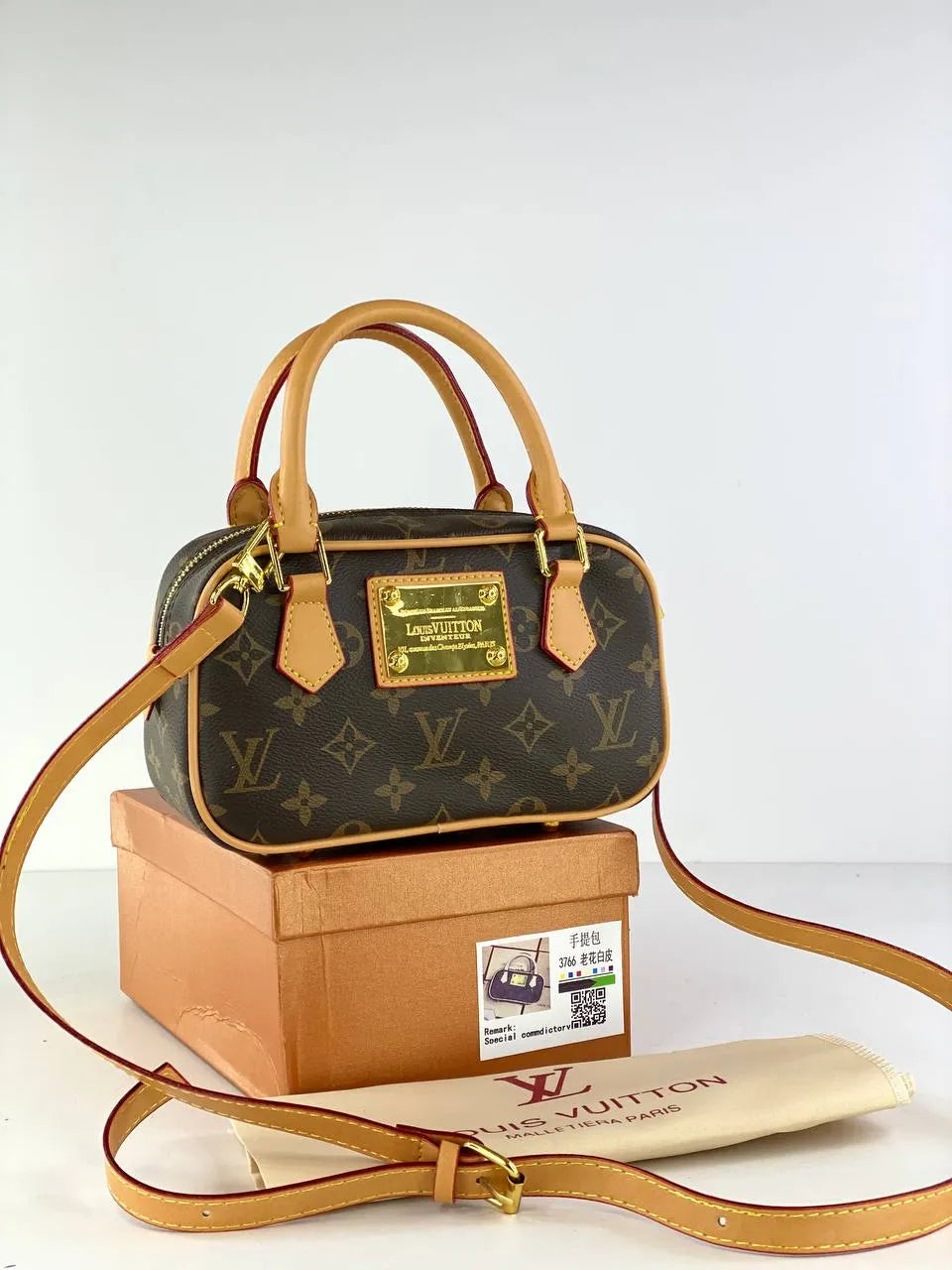 Luxury Monogram Mini Bowling Bag with Gold Hardware