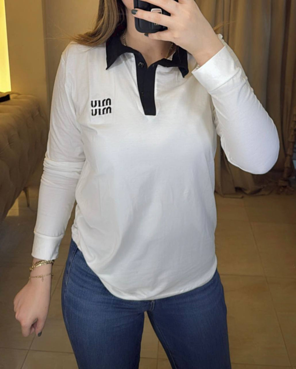 Miu Miu Long Sleeve Polo Shirt