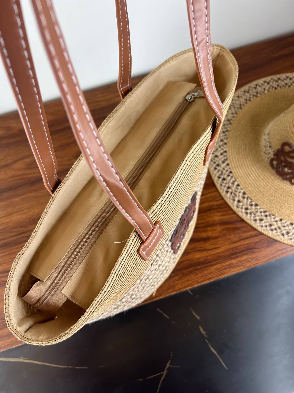 Loewe Woven Straw Tote Bag & Sun Hat Set