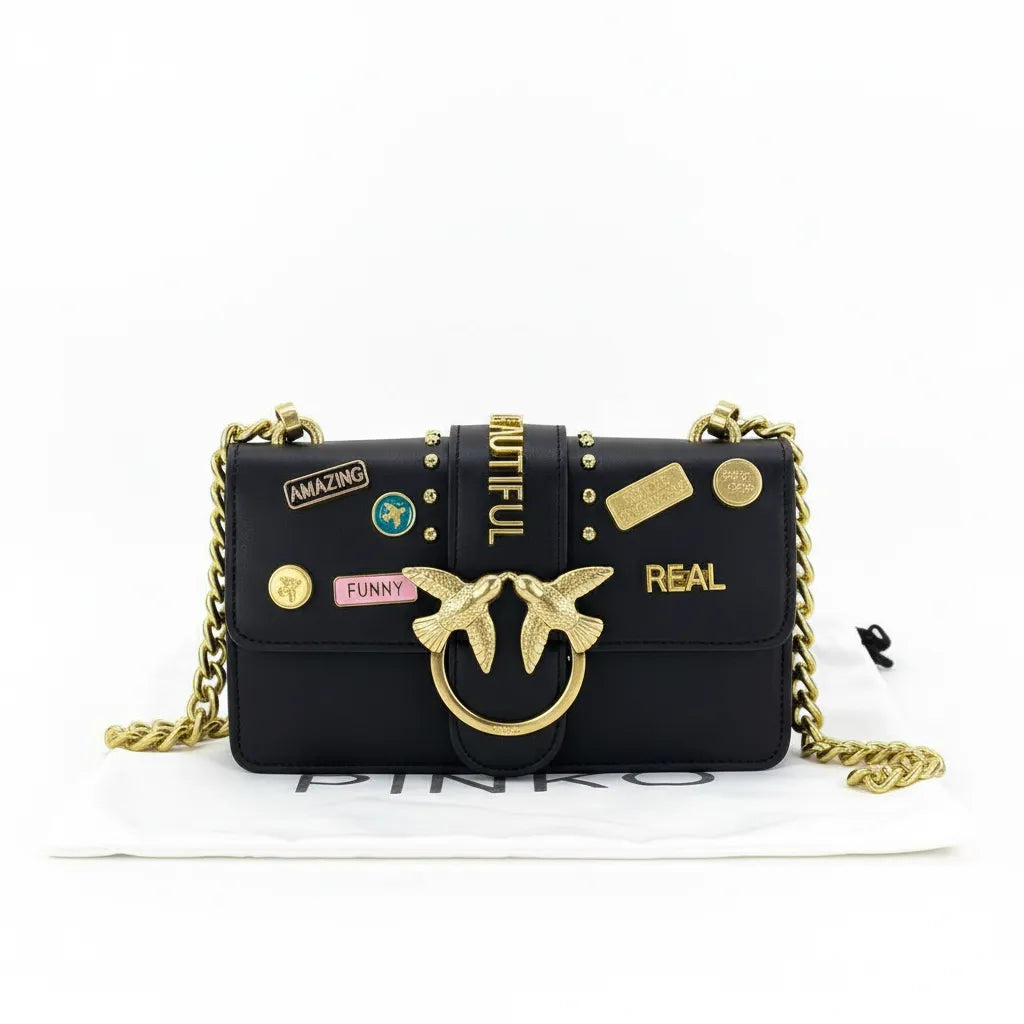 Pinko Love Birds Badges Shoulder Bag